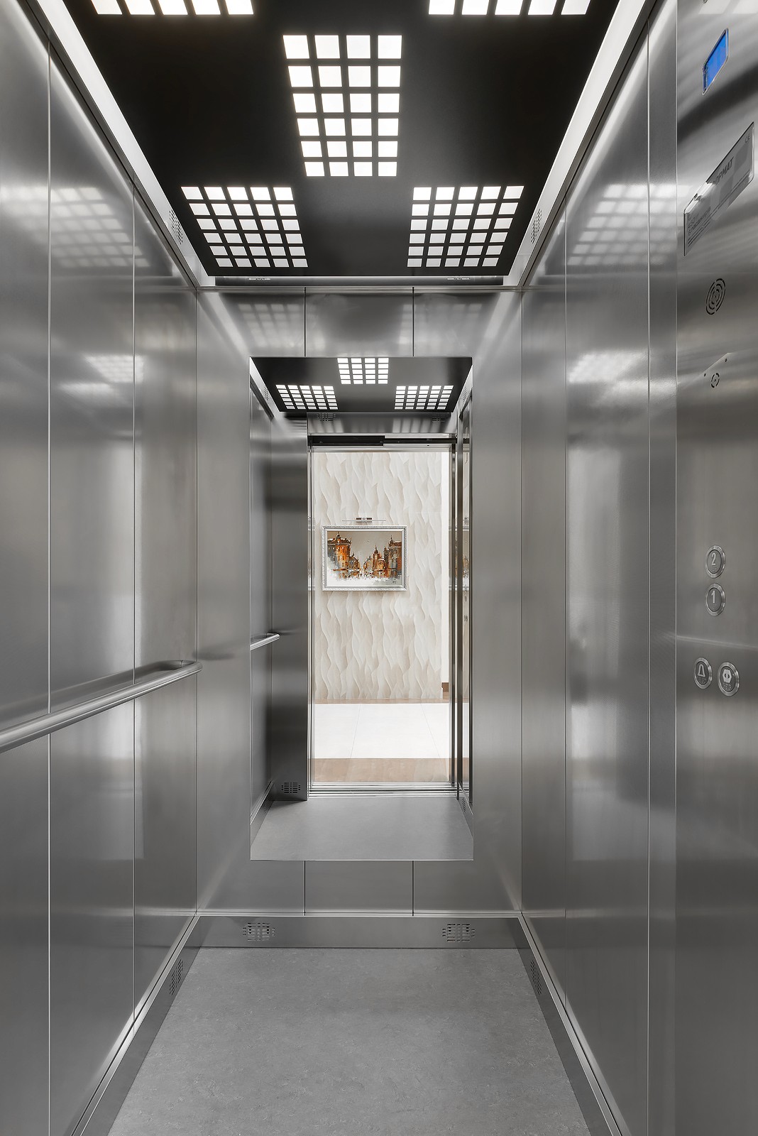 Stainless steel elevator cabin