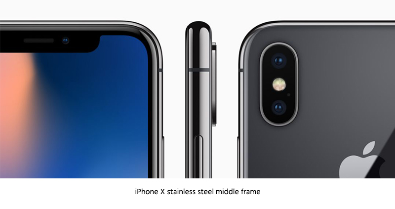 Stainless steel frame for a mobile phone