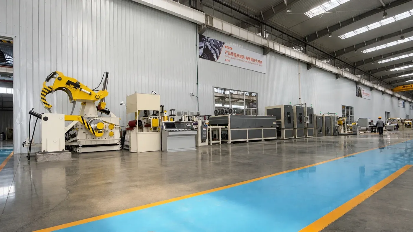 Full view of the 750 mm titanium coil polishing line for the Baoji project