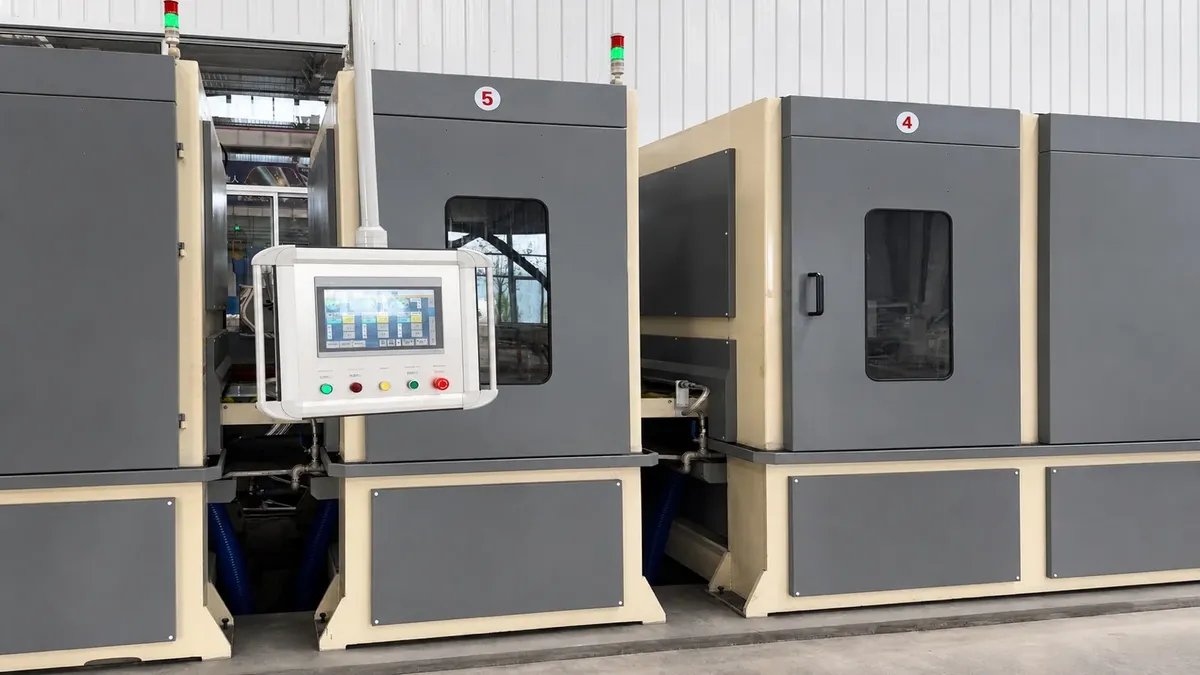 HMI control panel and enclosed polishing stations of the titanium coil line